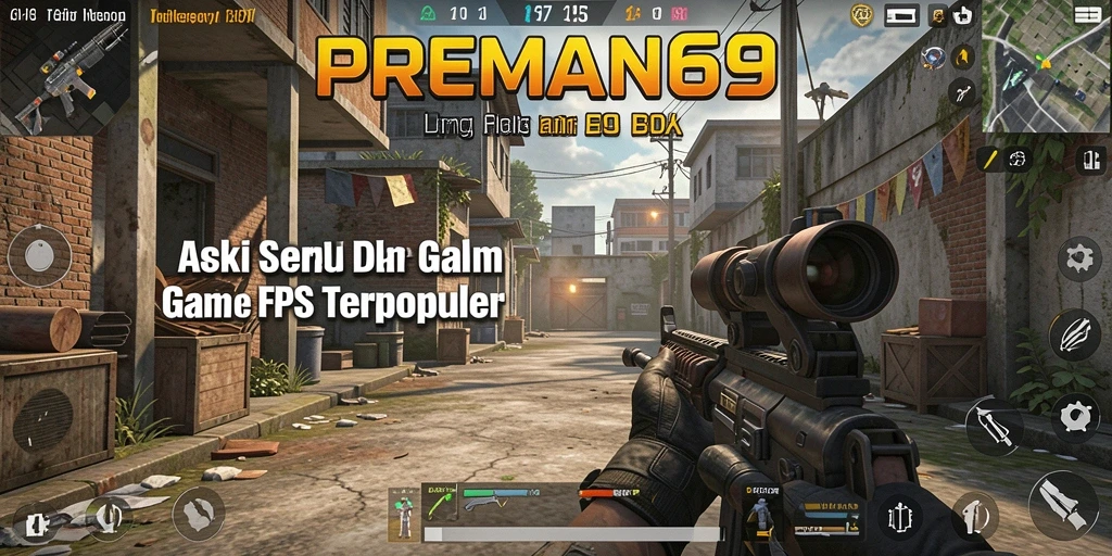 Tampilan layar gameplay seru dari PREMAN69 yang menampilkan aksi tembak-menembak.