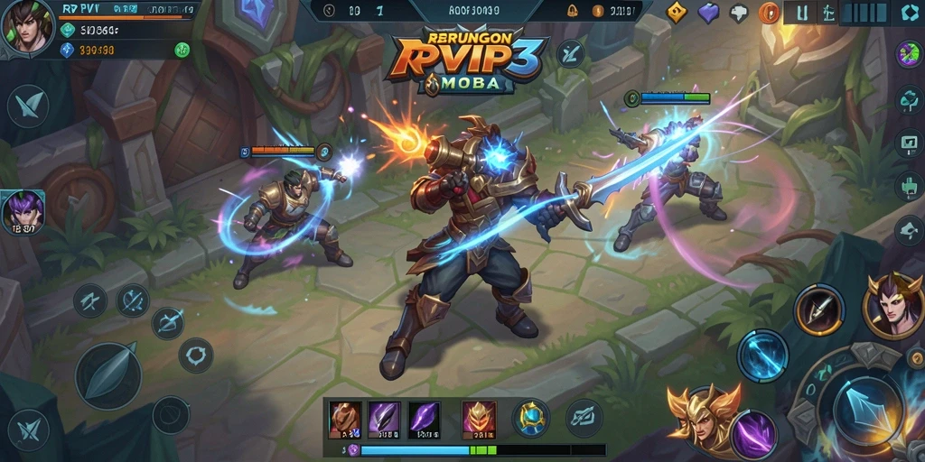 Gameplay MOBA yang mendebarkan dengan karakter yang beragam.