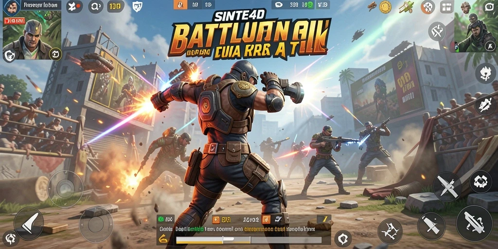 Tampilan gameplay SINTE4D yang mendebarkan dalam pertempuran Battle Royale.